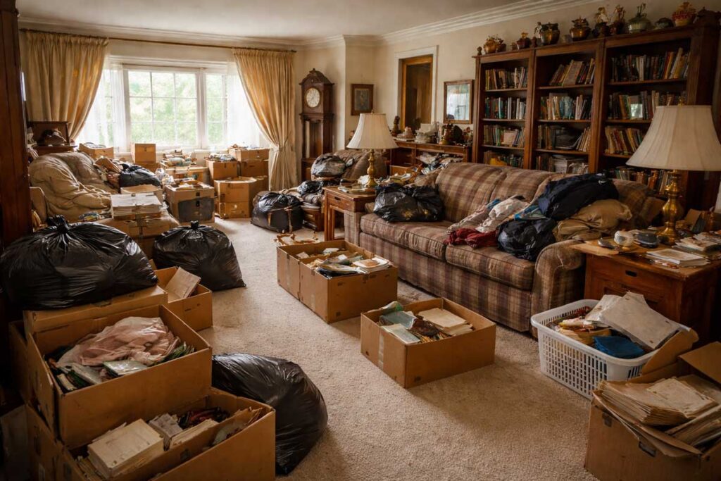 Estate cleanout in progress inside a New Jersey home